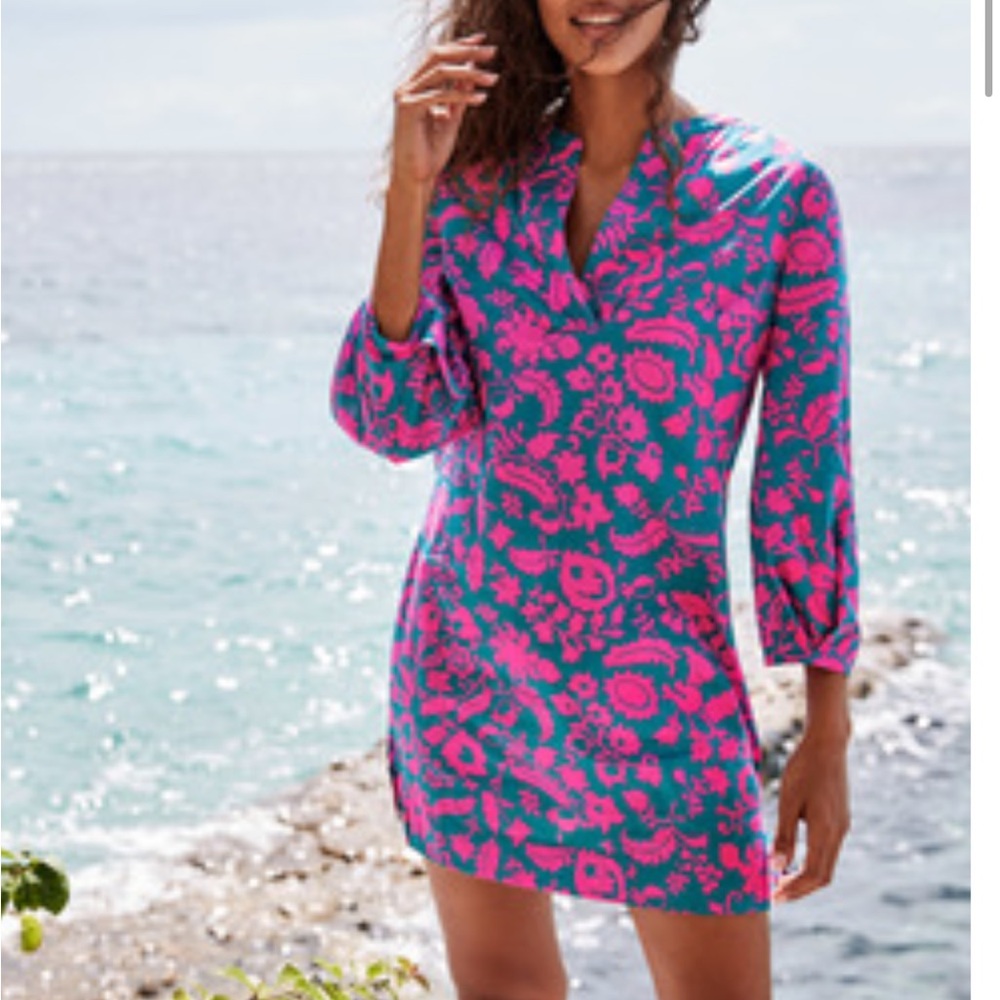 Boden Vibrant Pink Floral Swim Cover-Up